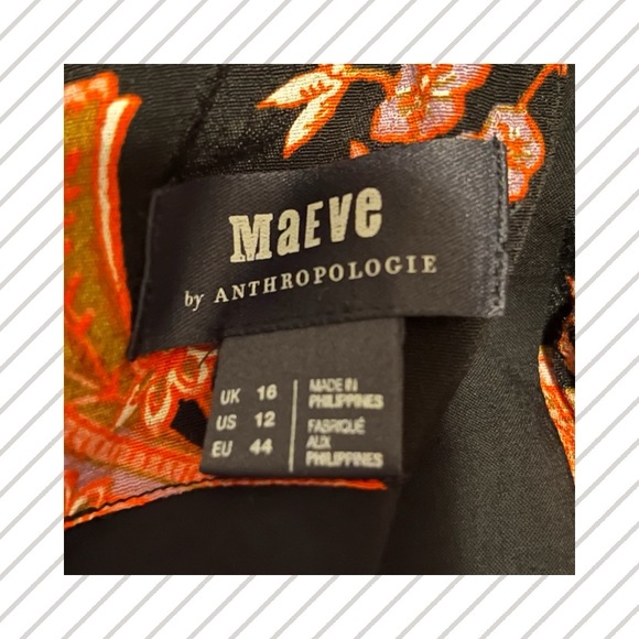 Maeve for Anthropologie Black w/ Orange & Coral Floral Belted Botanical Jumpsuit - Picture 7 of 7